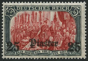 DP TÜRKEI 47b **, 1908, 25 Pia. auf 5 M., Wz., karmin quarzend, Mi. 1 - Bild 1 von 1