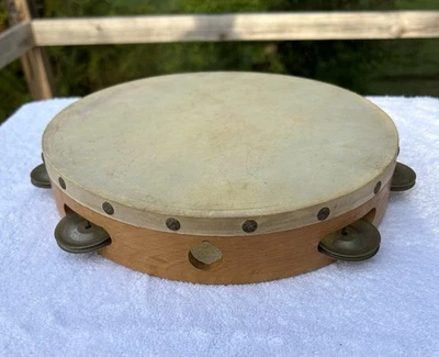 Vintage 10” 1960’s Ludwig Professional Tamburine 8 Pr. Silber Jingles/Ahornschale - Bild 1 von 4