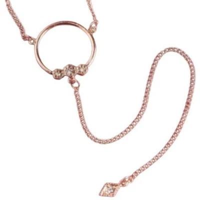 LUV AJ Full Bloom Rose Gold Swarovski Crystals Lariat Necklace RV$75 SHIPS FREE - Image 1 of 4