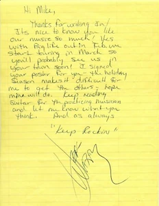 NIGHT RANGER: JEFF WATSON HANDWRITTEN LETTER SIGNED, GUITARIST BIG LIFE TOUR - Picture 1 of 1