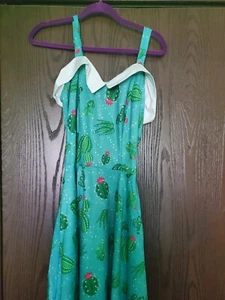 Vestido ÚNICO VINTAGE Verde Cactus Talla Grande Rockabilly - Imagen 1 de 4