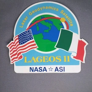 Laser Geodynamics Satellite Lageos II NASA ASI USA Italy 5" Decal Sticker - Picture 1 of 2