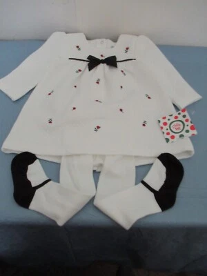 P18 Girls Size 6 Month 2 Piece Set White and Black Little Me Dress - Image 1 of 4