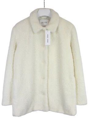 SAMSOE SAMSOE Veste Silvia Femme XL Boutonnée Fluffy Teddy Doublée Blanche - Photo 1/4