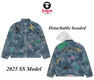 Aape By A Bathing Ape Men's Detachable Hooded Denim Jacket 2025 SS AAPLJM7707XAO - Picture 1 of 7