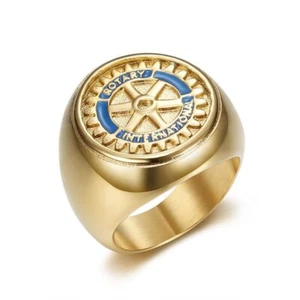 Vintage Rotary International Symbol Ring Stainless Steel Wheel Gear Badge Ring - Picture 1 of 8