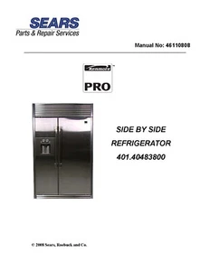 Sears / Kenmore 401.40483800 SERVICE REPAIR MANUAL PAPER AND PDF - Picture 1 of 1