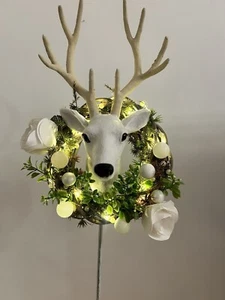 Türkranz Hirsch Hirschkopf Büste weiß handmade LED - Bild 1 von 6