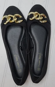 Chosen Steps ballerine mocassini scarpe da ballo slip on nero taglia 9 hardware oro - Foto 1 di 7