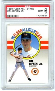 CAL RIPKEN JR. (POP 64) 1990 FLEER ALL-STAR TEAM PSA-10 GEM-MT HOT MLB CARD #8