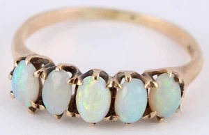 VICTORIAN Ostby Barton Opal Five Stone 10k Yellow Gold 1.8gr Ring - Picture 1 of 4