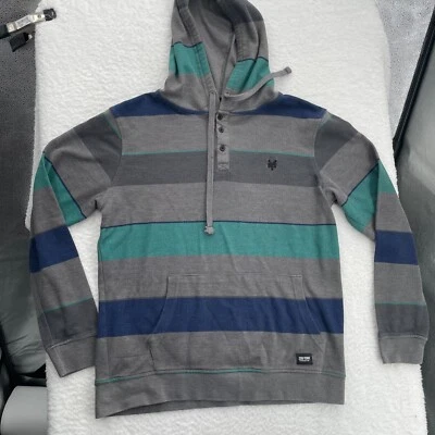 Sudadera Zoo York Para Hombre Gris Rayas Sudadera con Capucha Talla L Grande Bolsillo con Cordón Foto 1 de 4