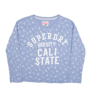 SUPERDRY Varsity Cali State Sweatshirt Blue Womens XS - Picture 1 of 6