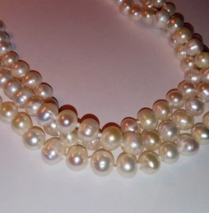 55" Natural Pearl Necklace, freshwater, single strand, light pink, New - Picture 1 of 6