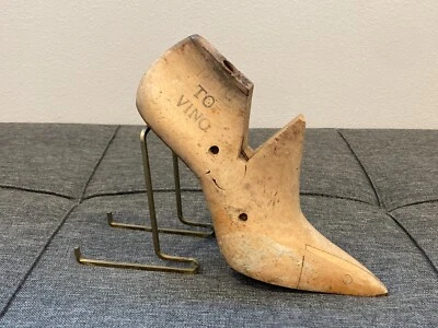Wooden Shoe Last Stamped "To Vino"  High Heel Made in USA  Farmhouse Cottagecore - Image 1 of 4