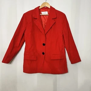 Vintage Catherine Ogust Corduroy Blazer Women’s 12 Red Two Button USA Made - Picture 1 of 10