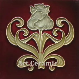 Art Nouveau Ceramic wall fireplace tile #00040 - Picture 1 of 1