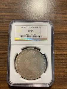 1814 PTS Pj Bolivia Eight 8 Reales Ferdin VII NGC EXTRA FINE 45 XF 45 - Picture 1 of 2