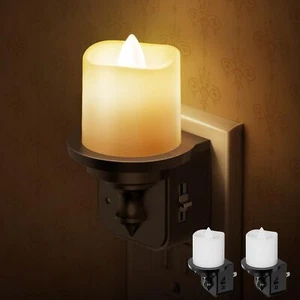Flameless Candle Night Light, Night Lights Plug into Wall 2 Pack, LED Candle - Picture 1 of 7