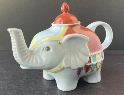 Elefante de circo vintage - Tetera personalizada pintada a mano decoración coleccionable Foto 1 de 4