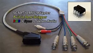 WOOKIEEWIN Female RGB SCART to 4 BNC + Audio Cable + SYNC STRIPPER XM29 PVM BVM - Picture 1 of 8