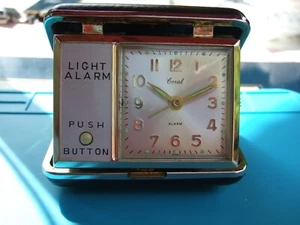 Vintage Beautiful Coral Mechanical Travel Alarm Clock with electric Light! - Picture 1 of 14