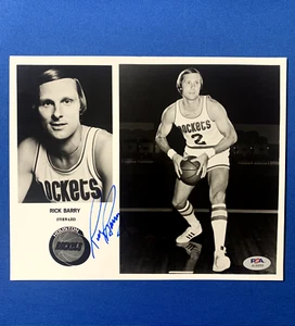 RICK BARRY HOF NBA CHAMPION SIGNED B/W PHOTO 8x10 HOUSTON ROCKETS PSA DNA - Picture 1 of 3