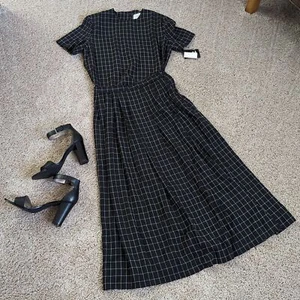 NWT Vintage Casual Corner Black White Check Coord Blouse Skirt Set Wmn's Sz 4P - Picture 1 of 14