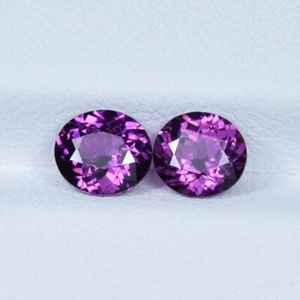 2.00 ct TOP LUSTROUS PURPLE PINK NATURAL RHODOLITE PURPLE GARNET Oval Pair Video - Picture 1 of 3