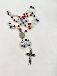 ATLANTA BRAVES ROSARY NECKLACE JEWELRY GLASS BEADED BASEBALL ORNAMENT MLB - Picture 1 of 8