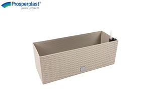 Plant Pot Rectangular Modern Rattan Garden Planters Indoor Outdoor Mocha - Picture 1 of 12