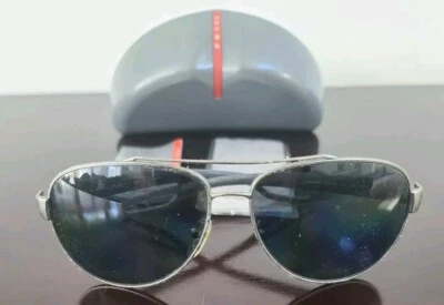 PRADA SPS 55Q Grey Polarized DG1-5Z1 Sunglasses 140 3P Hard Case & Cloth ●Flaw● - Image 1 of 4