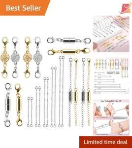 22Pcs Magnetic Clasps & Extenders Metal Gold Silver for Jewelry Making - Picture 1 of 9