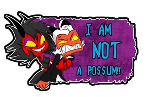 Autocollant Helluva Boss Moxxie Millie 4 en pas Possum Hazbin Hotel - Photo 1/4