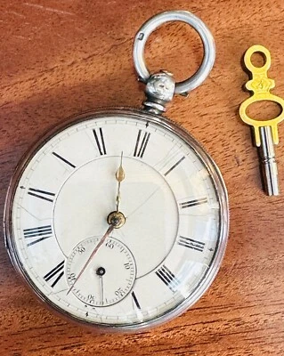 Fusee Pocket Watch, Sterling Silver, 50mm From 1869, Key Wound with Key. - Image 1 of 4