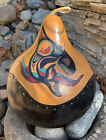 Northwestern Indian Design Gourd Art - Pyrography Etched Painted -