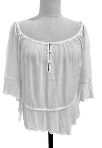 POUPETTE ST BARTH White Off Shoulder  Sheer Crop Top Size Small - Picture 1 of 4