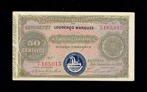 F.C. MOZAMBIQUE , 50 CENTAVOS 1914 , EBC- ( AXF ) , PICO DOBLADO , P.58 . - Picture 1 of 2