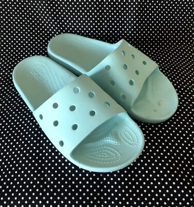 Crocs Iconic SANDALS Comfort Slides US M 10 W 12 Teal Blue Excellent Condition - Picture 1 of 7