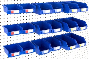 Set of 18, Blue - Hooks to Any Peg Board - Organize Hardware, Accessories,,,, - Picture 1 of 12
