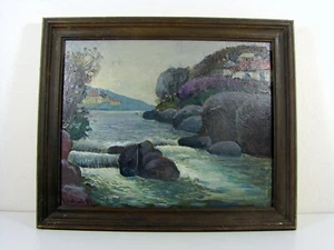 HST Ecole Russe XX° PAYSAGE Signée Chatilov Evgeny Andreevitch 1991 Cadre - Picture 1 of 8