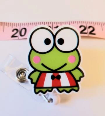 Carrete insignia rana HELLO KITTY, maestra, enfermera, insignia de identificación, KEROPPI, lindo, nuevo, rana Foto 1 de 2