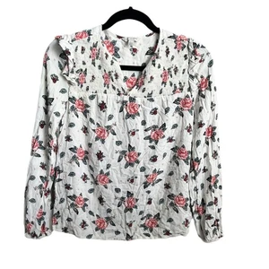XS Lucky Brand Boho Floral top, blouse, flowy, Smocked top - Picture 1 of 8
