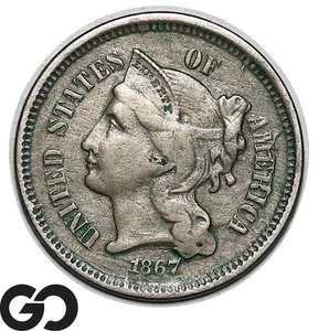 1867 Three Cent Nickel - Picture 1 of 3