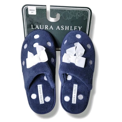 Тапочки Laura Ashley маленькие 5-6 зеленые в горошек бант пена с эффектом памяти опрятные новые с ценниками - Изображение 1 из 4