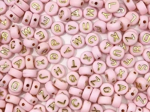Lot de 50 perles alphabet Rose Et Or, ronde, 0.7 x 0.4 mm, neuf - Picture 1 of 1