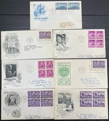 lot of 7 mixed cachet First Day covers sent to Canada 1940's - Image 1 of 2