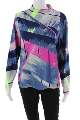 Top tejido abstracto cuello falso manga larga Jamie Sadock gris marino mediano para mujer Foto 1 de 4