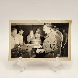 Vintage Annotated WWII US Army Chow Line Photograph Cynical  - Picture 1 of 2