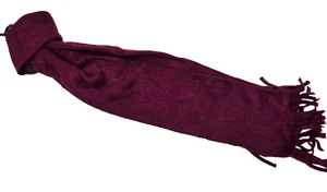 MARKS & SPENCER Womens Lovely Burgundy Tasseled 100% Acrylic Scarf One Size - Picture 1 of 4